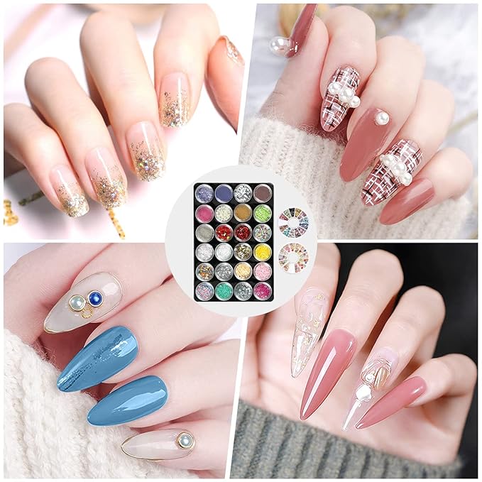 Gel Nail Polish Kit for Women with 6 Colors Extension Poly Nail Gel set, 48W UV Lamp, 12pcs nail polish set with Base Coat and Top coat,Professional Manicure Tool for Home DIY Salon-BrightBean Baby