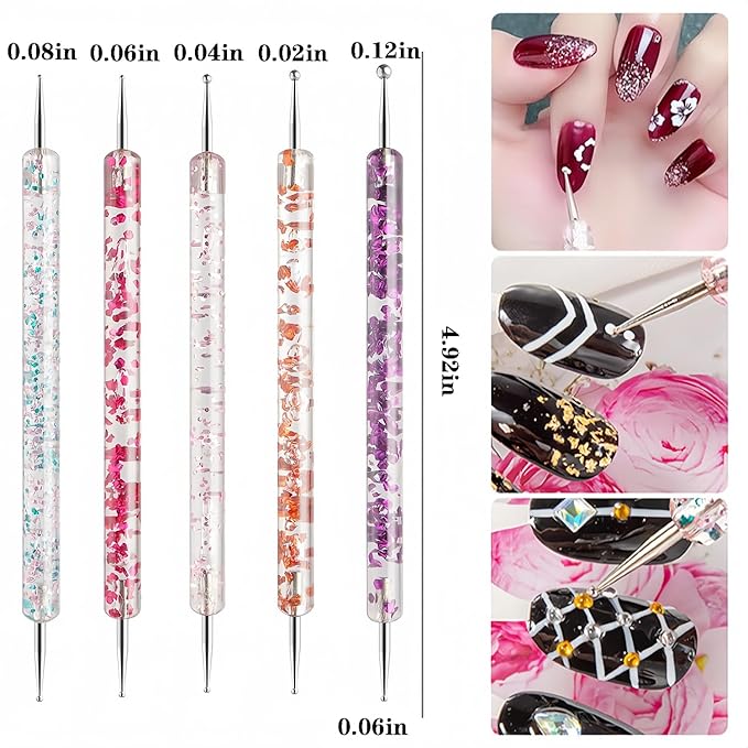36Pcs Nail Art Brush Set, Acrylic Nail Brushes, Dotting Tools, Liner & Dust Brush, Drawing Pens For Gel Polish, sponge Polishing Rubs, Professional Nail Art Tools For Beginners & Salon Home Use-BrightBean Baby