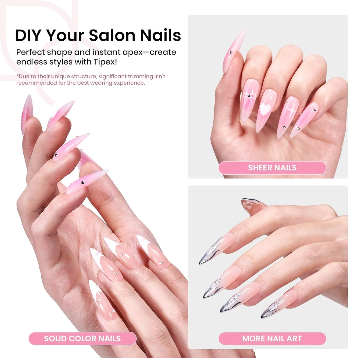 Beetles Tipex Instant Apex Nail Tips Kit Halloween Nails, Stiletto Long, 224pcs 16 Sizes, with Tipex UV Nail Glue Mini Nail Lamp,Pre-Building Pre-Etched Strong Thicker Acrylic Nail Tips Set-BrightBean Baby