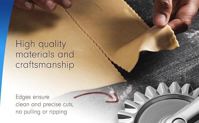 1.6" Pastry Wheel - Dough Stamp Cutter/Crimper, Pasta/Ravioli/Pie Maker, 4cm Stainless Steel Wheel Wooden Handle