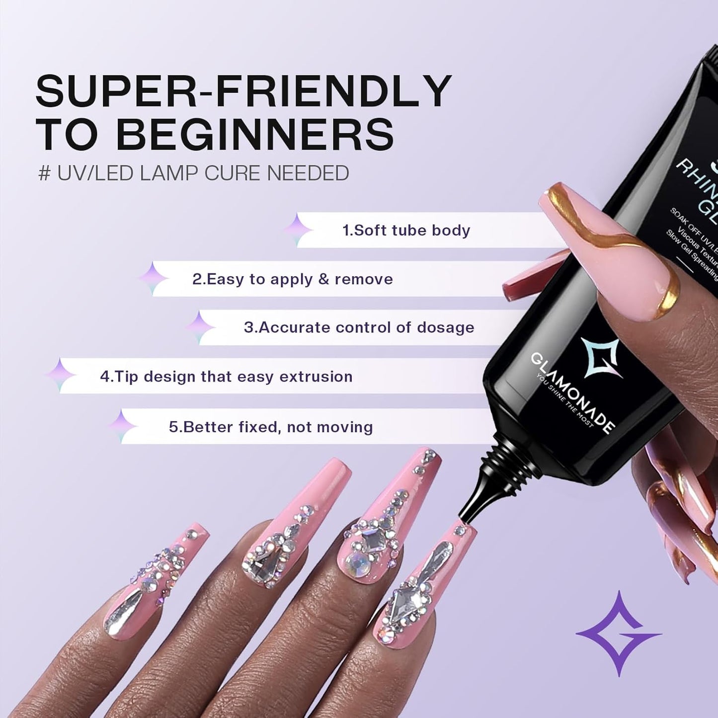 Nail Rhinestone Solid Glue: 30g Super Strong Gel for Nail Gems Charms No Wipe Clear Gel for 3D Nail Art DIY Nail Designs Nail Tech Must Supplies-BrightBean Baby