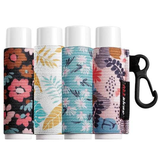 Lip Balm Holder Sleeves Keychain Chapstick Elastic Sleeves (Floral patterns)-BrightBean Baby