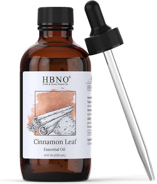 HBNO California Bottled Cinnamon Essential Oil (Leaf) 4 fl oz (120ml) - Natural Cinnamon Essential Oil for Diffuser - Perfect for Cleaning, Aromatherapy, DIY, Soap & Diffuser -BrightBean Baby