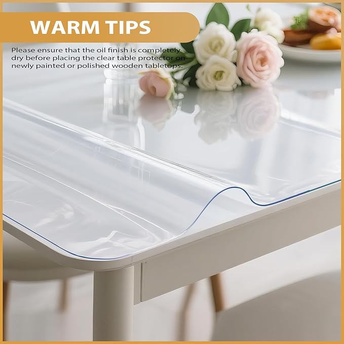 Clear Table Protector 36 x 60 Inch, 1.4mm Thick Waterproof PVC Plastic Table Cover, Durable Table Pad for Dining Room, Kitchen, Writing Desk, and Coffee Tables