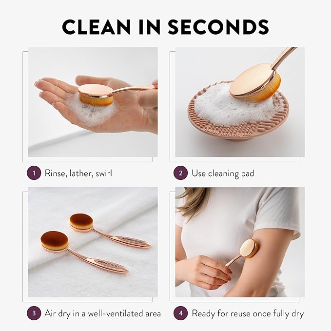 Premium Sunscreen Brush Set – Kids & Baby Sunblock Applicator with Metal Handles, Travel Bag, 2 Brushes, 2 Caps, & Cleaning Mat – Rose Gold – Mess-Free Sun Care (2 Pack) (Rose Gold)-BrightBean Baby