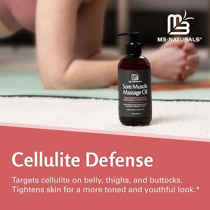 M3 Naturals Arnica Sore Muscle Massage Oil with Collagen, Stem Cells, and Menthol, Anti-Cellulite Therapy for Full Body, Fast-Absorbing Multipurpose Treatment-BrightBean Baby