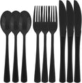 300 Pieces Black Plastic Silverware Heavy Duty Plastic Cutlery Set Heavyweight Disposable Flatware Includes Spoons Forks Knifes for Birthday Party Prom Night Wedding Dinner