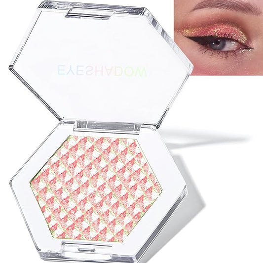 Rose Gold Glitter Eyeshadow Palette, Multichrome Chameleon Cream to Powder Eye Shadow, Color Shifting Holographic Eyeshadow Shimmer Inner Corner Eye Brightener Highlighter Makeup-BrightBean Baby