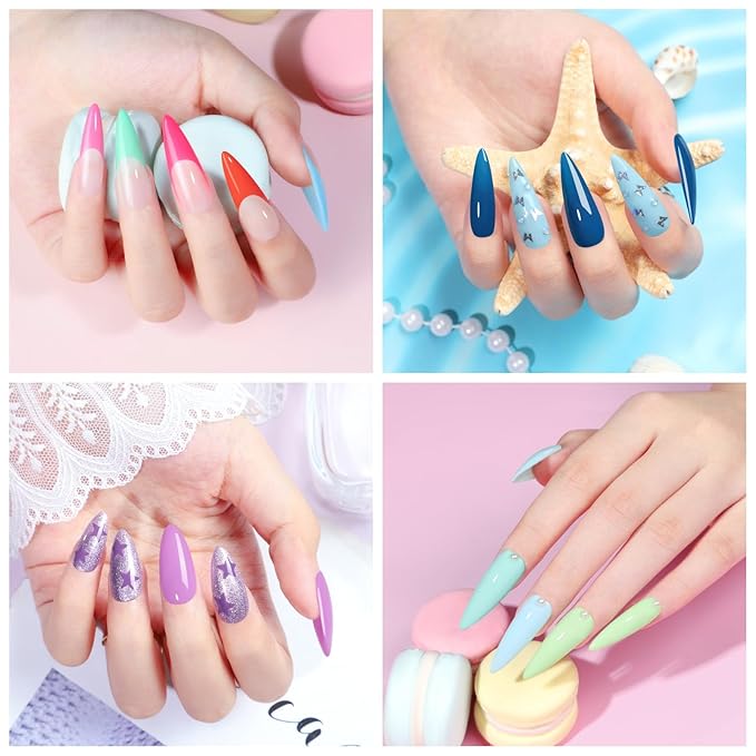 COSCELIA 57pcs Gel Nail Polish Kit with U V light Starter Kit 40 Colors Summer Gel Polish Set 5pcs Top and Base Coat Glossy Matte Glitter Beautiful Nail Stickers Gel Manicure Kit DIY Gifts for Women-BrightBean Baby