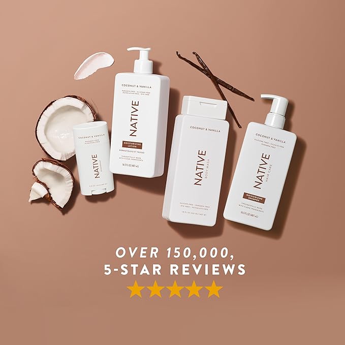 Native Body Lotion Contains Naturally Derived Plant-Based Moisturizers for Women and Men | Restores Dry Skin, Coconut & Vanilla, 16.5 fl oz-BrightBean Baby