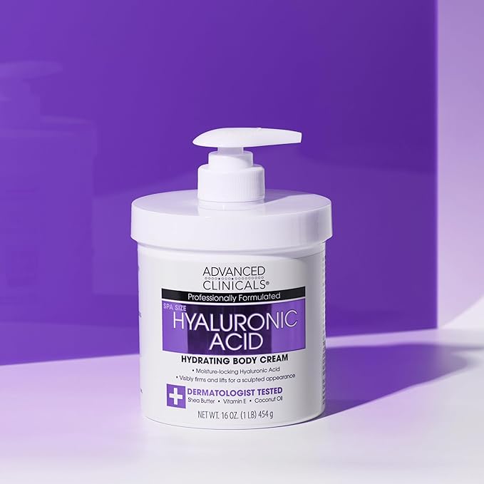 Advanced Clinicals Hyaluronic Acid Moisturizer Body Cream W/Vitamin E | Hydrating Cream & Body Lotion For Women & Men To Help Improve Look of Wrinkles, Dry Skin, Crepey Looking Skin, W/Travel Size-BrightBean Baby