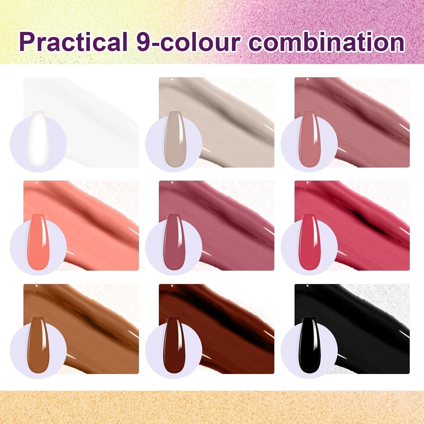 Gradient Painting Gel, 9 Colors Ombre Gel Nail Polish Nude Pink Almond Gary Sponging for Pigment Pat Aura Nails French Manicure Soak Off UV DIY Nail Art Nude Rose Chroma-BrightBean Baby