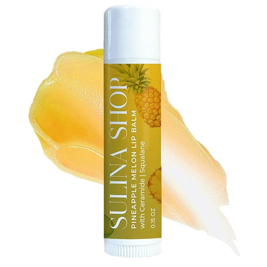 Pineapple Melon Lip Balm Hydrating & Nourishing Lip Moisturizer with Squalane, Castor Oil, Castor Oil, and Vitamin E, Smooth Application, Lip Care, Barrier Protection, Non-Waxy, Refreshing Scent-BrightBean Baby