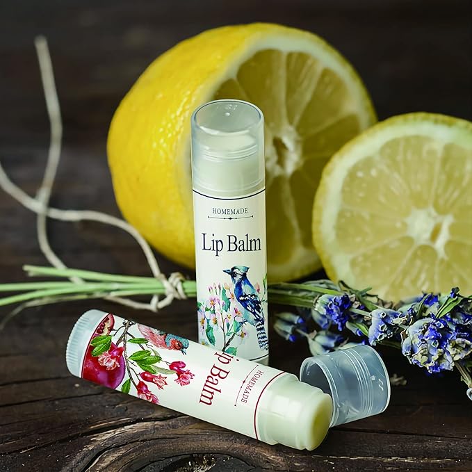 CRASPIRE Lip Balm Labels 80pcs Homemade Lip Balm Labels 2” Clear Lip Balm Labels for Tubes Printable Waterproof Lip Balm Stickers Labels for Lip Balm Handcream Candle Container（Flowers and Birds）-BrightBean Baby