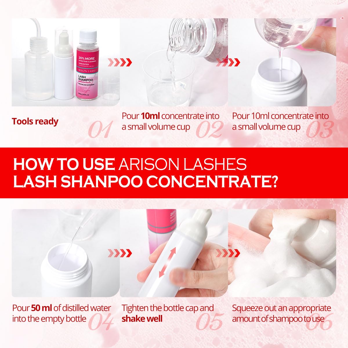 ARISON LASHES Lash Shampoo Concentrate for Lash Extensions 100ML Eyelash Cleanser Concentrate Oil-Free Eyelash Extension Shampoo with Salon Home Care(Strawberry)-BrightBean Baby