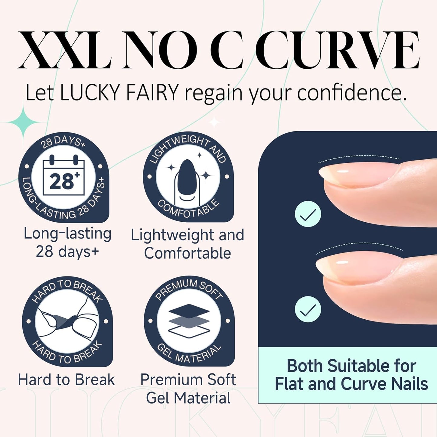 504PCS No C Curve Nail Tips Square XXL Extra Long Tapered Square Nail Tips for Acrylic Nails Professional 12 Sizes Half Cover Straight Clear Fake Nails for Nail Extensions Salons DIY at Home-BrightBean Baby