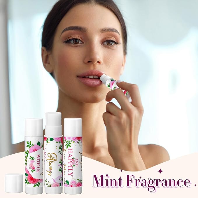 30 Pcs Wedding Lip Balms Bulk Wedding Bridal Shower Favors for Guests Wedding Souvenirs Moisturizing Floral Lip Balm Thank You Gifts for Bachelorette Party Bridesmaid Baby Shower, Pink Flower-BrightBean Baby