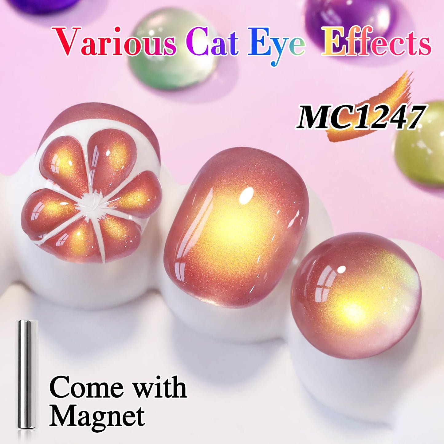 Double Rhythm Jelly Glass Cat Eye Gel Polish with Magnet 15ML Holographic Glitter Shimmer Translucent Sheer Color Magnetic Polish Salon DIY at Home (Grape Gold-MC1247)-BrightBean Baby
