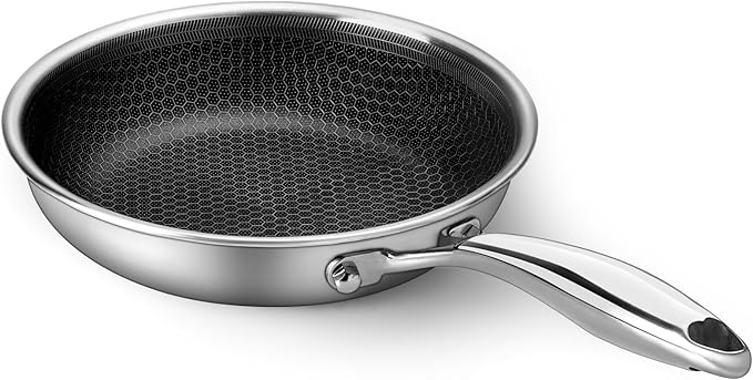 Innerwell Stainless Steel Frying Pan 8 Inch - Nonstick Honeycomb Coating Skillet