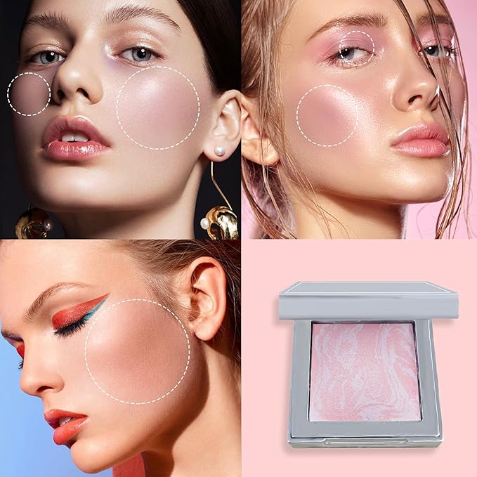 Face Blush Foundation Natural Brightening Silky Moisturizing Sodium Hyaluronate Bakery Crafted Glittering Powder-BrightBean Baby