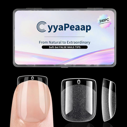 Short Nail Tips Extra Short Square Soft Gel Nail Tips 240Pcs Fake Nails Pre-Shaped Half Matte Acrylic Full Cover Clear Pre Etched Nails for Nail Extension Manicure Home DIY Salon 12 Sizes Gelly Tips-BrightBean Baby