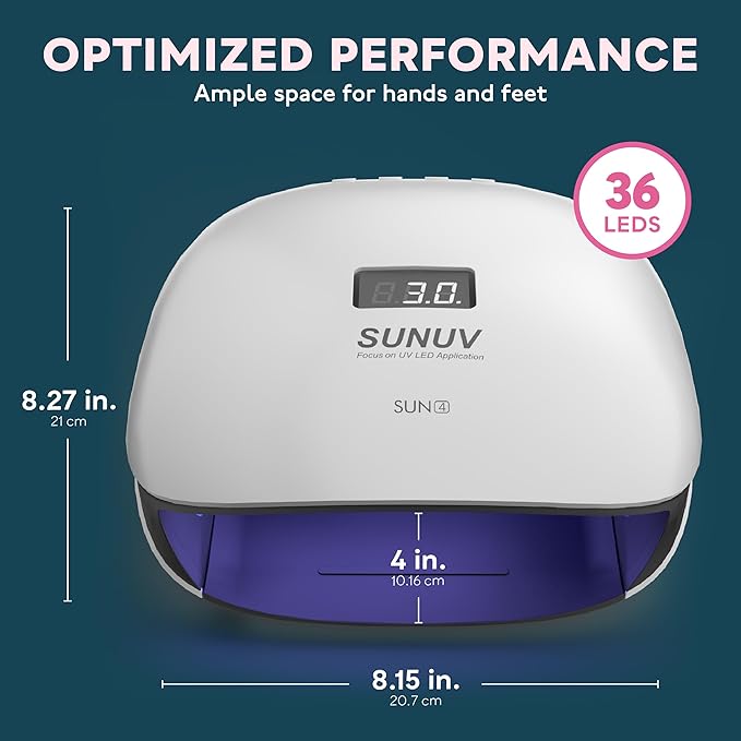 SUNUV UV LED Nail Lamp, UV Light for Nails Compatible with All Gel Polish, 36 LEDs with 4 Timer Settings, LCD Display for Home Salon SUN4 Black-BrightBean Baby