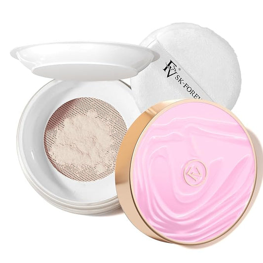FV Translucent Loose Face Powder, Long Lasting & Lightweight Setting Powder with Matte Finish, Fine Powder for Natural Look, Minimizing Pores and Fine Lines Baking Powder 0.35oz (10g)-BrightBean Baby