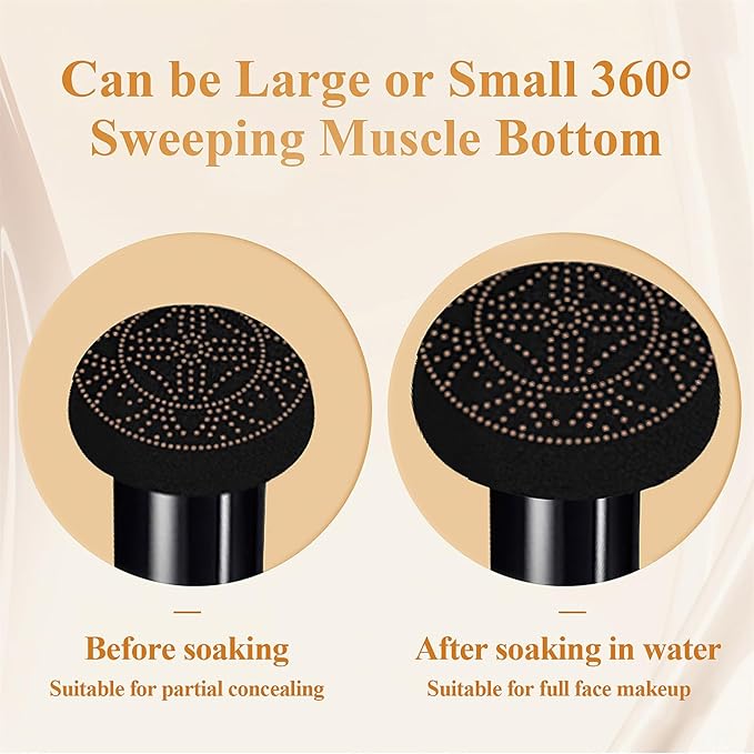 Mushroom Head Air Cushion CC Cream Foundation - BB Cream Concealer Oil Control Long-Lasting, Waterproof Base Primer, Cream Foundation Full Coverage for Mature Skin & All Skin Types (Medium)-BrightBean Baby