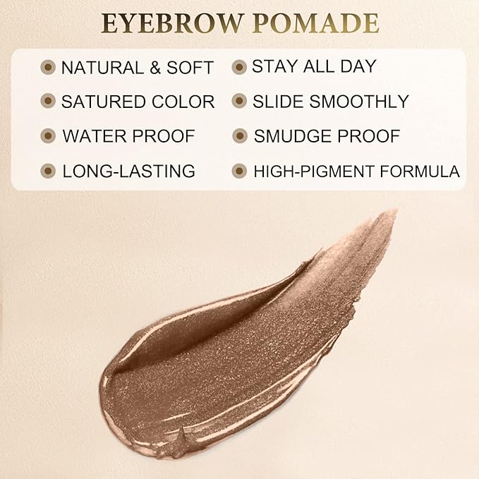Eyebrow Pomade - Waterproof Brow Pomade for Long-lasting Results,Smudge Proof and Sweat Resistant Formula,Natural Eyebrow Makeup for All Skin Types and Tones - Soft Brown-BrightBean Baby