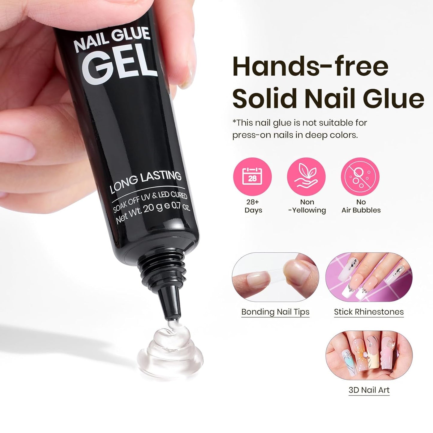 Beetles Tipex Nail Tips Kit, Long Square-C Curved Half Matte Nail Tips 224 Pcs 16 Sizes Pre Building Fake Nails with Tipex Nail Glue, Mini Nail Lamp - Thick Acrylic Nail Set-BrightBean Baby