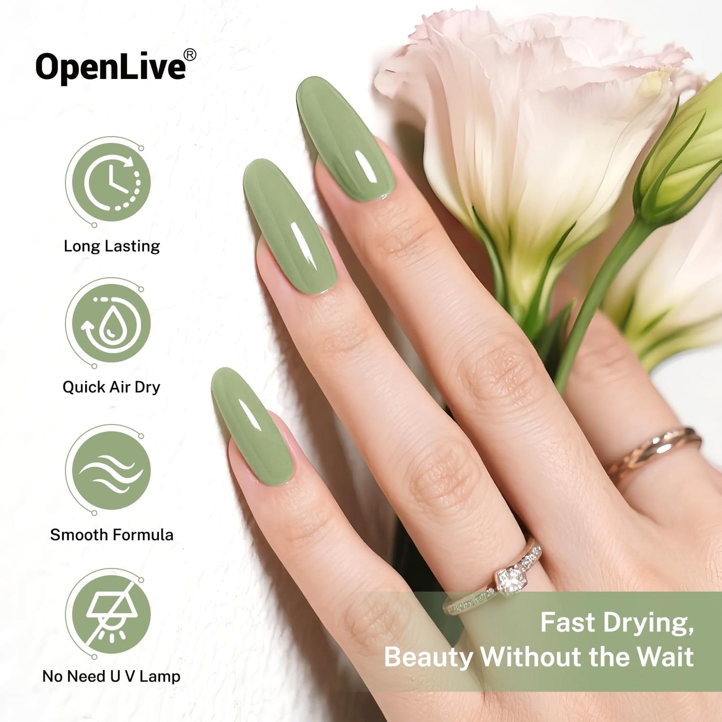 16.5ml Sage Green Nail Polish Large Volume Quick Drying Nail Polish, Fast Drying and Long Lasting Color Nail Art DIY Home Manicure Gift for Women-BrightBean Baby