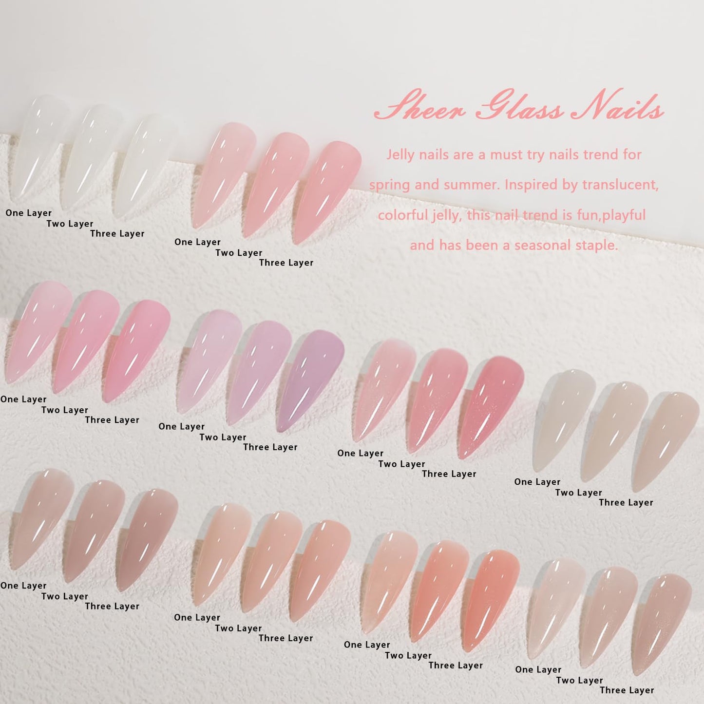 Jelly Pink Gel Nail Polish Set of 10 Colors Including Pink Purple Milky White Nude Gel Polish Kit UV LED Soak Off Nail Polish Home DIY Manicure Nail Salon Varnish-BrightBean Baby