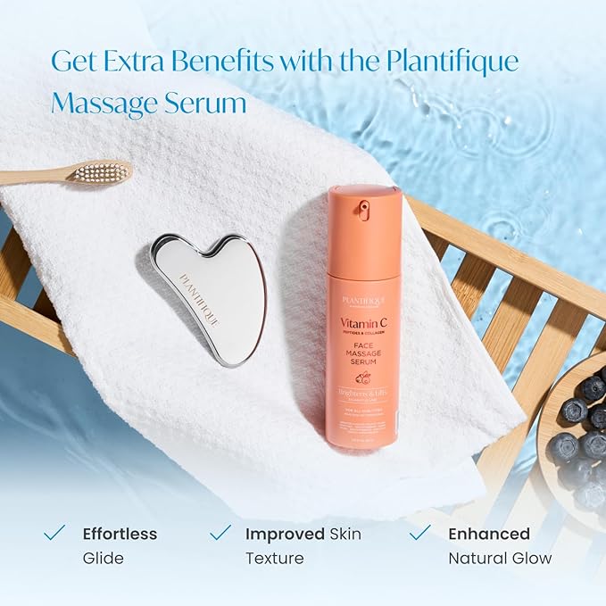 PLANTIFIQUE Stainless Steel Gua Sha | Facial Tool | Skin Massage for Face Body Eyes Neck Heart Style with Travel Pouch | Skin Care Gift-BrightBean Baby