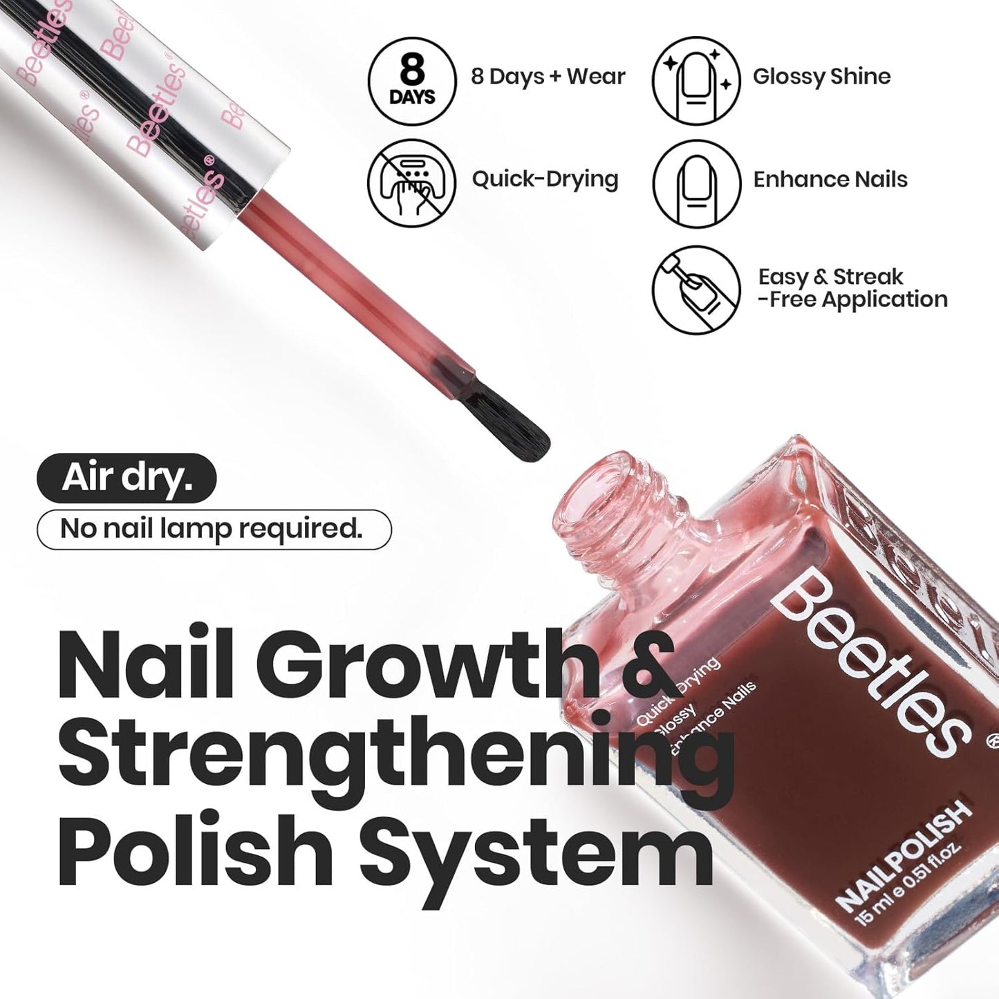 Beetles Jelly Nail Polish Set, 6 Colors Sheer Pink Nail Polish Long Lasting & Quick Dry Clear Jelly for Women, Pink Nail Strengthener Polish for Salon DIY Manicure Set-BrightBean Baby