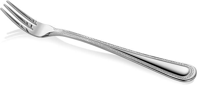 New Star Foodservice 58505 Bead Pattern 18/0 Stainless Steel, Oyster Fork 6-Inch Set of 12