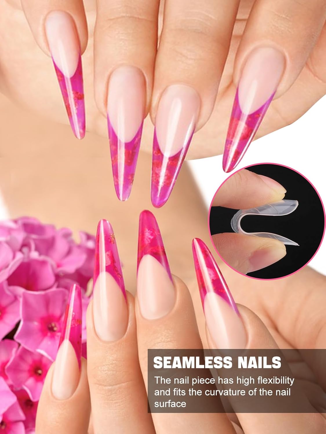 Nail Dual Forms for Poly Nail Gel EBANKU 120Pcs Stiletto Extension Gel Nail Molds Clear Acrylic Nail Tips, Full Cover Reusable Nail Forms for Builder Nail Gel Nail Art Design Salon&DIY-BrightBean Baby