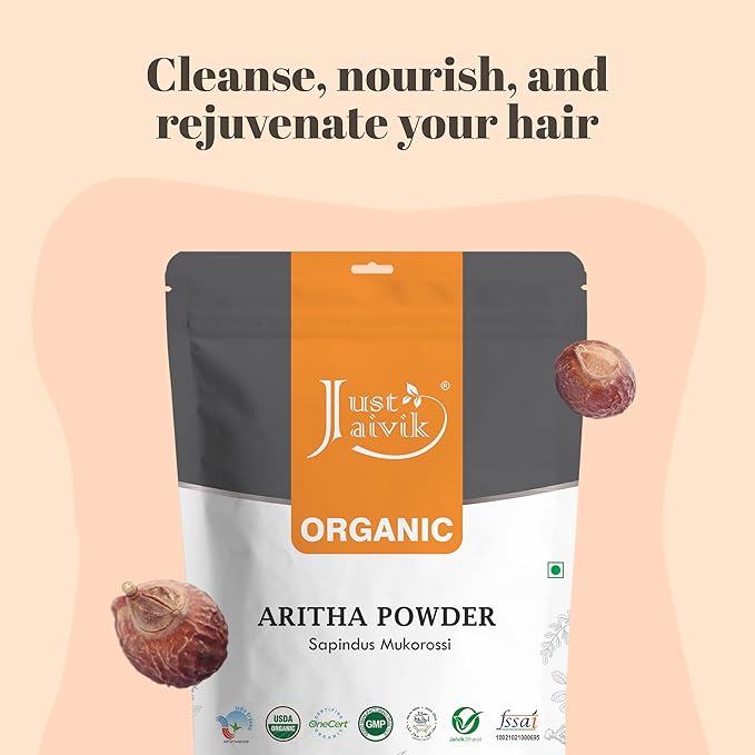 100% Organic Certified Aritha Powder (Soap Nut Powder) 227g /0.5 LB/ 08oz - Organic Hair Cleansing and Conditioning Product-BrightBean Baby