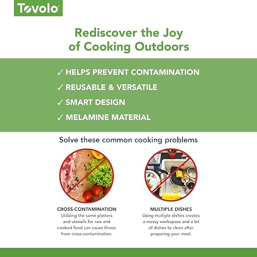 Tovolo Prep & Serve BBQ Trays Pack of 2 (Small - Black/White) - Serving Trays for Kitchen, Grill, Meal Prep, Smoker, Griddle, Barbeque, & More/BPA-Free & Dishwasher-Safe