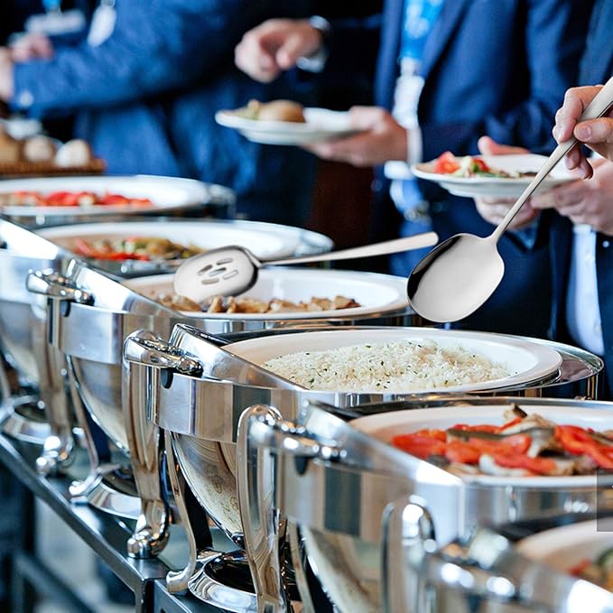 SOLEADER Extra Large Serving Spoons for Buffet, 12 Inch Stainless Steel Serving Spoons, Big Spoons for Serving Food, Pack of 6