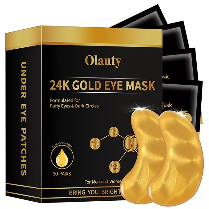 24K Gold Under Eye Patches,Black Box Collagen Anti-Aging Moisturize Under Eye Mask,Reducing Fine and Lines Dark Circleeye Patches,Gel Eye Masks Beauty & Personal Care-BrightBean Baby
