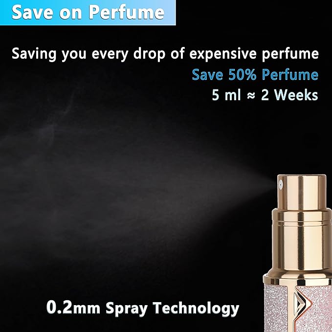 Refillable Travel Perfume Atomizer Bottle - 5ml Luxury Pocket Perfume Dispenser Pump, Travel Perfume Atomiser, Cologne Dispenser, Portable Size Sprayer Bottle for Traveling (Pink - 1)-BrightBean Baby