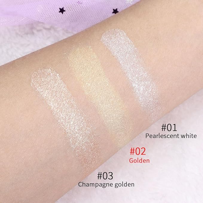 evpct Blonde Gold Face Highlighter Makeup Shimmer Glitter Diamond Sparkly Highlighters Makeup Palette Powder for Face Body Cheek Skin iluminadores iluminador de jos maquillaje luminizers 02-BrightBean Baby