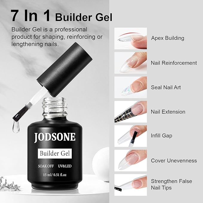 JODSONE 15ML Base Coat Top Coat and Builder Gel 3 PCS Gel Polish for Salon and Home Use-BrightBean Baby