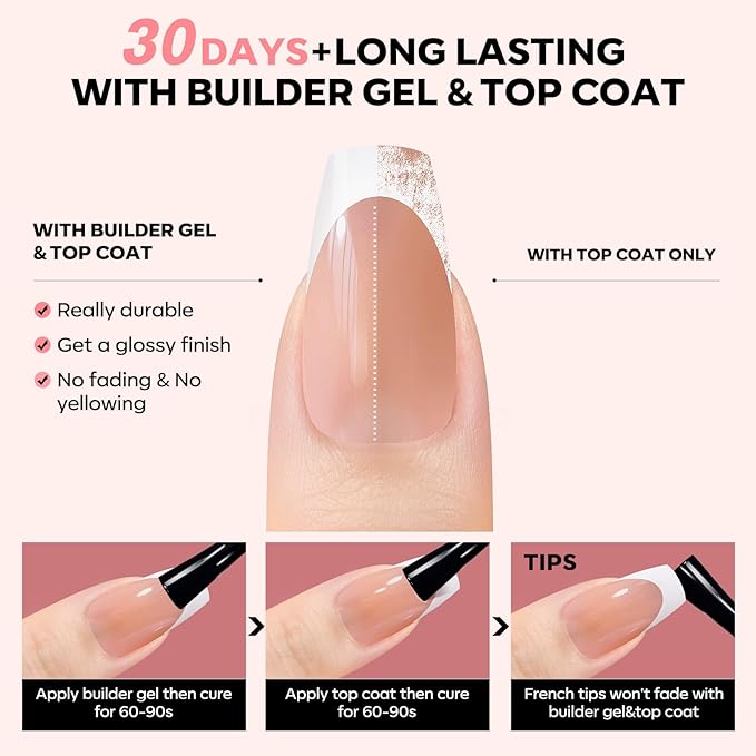 modelones French Tip Press on Nails, 150Pcs Short Coffin Fake Nails with Nail Box, Deep Nude Gel Nail Tips for Women, Soft Glue-On Nails for Natural Salon Look, DIY Nail Art Kit (15 Sizes)-BrightBean Baby