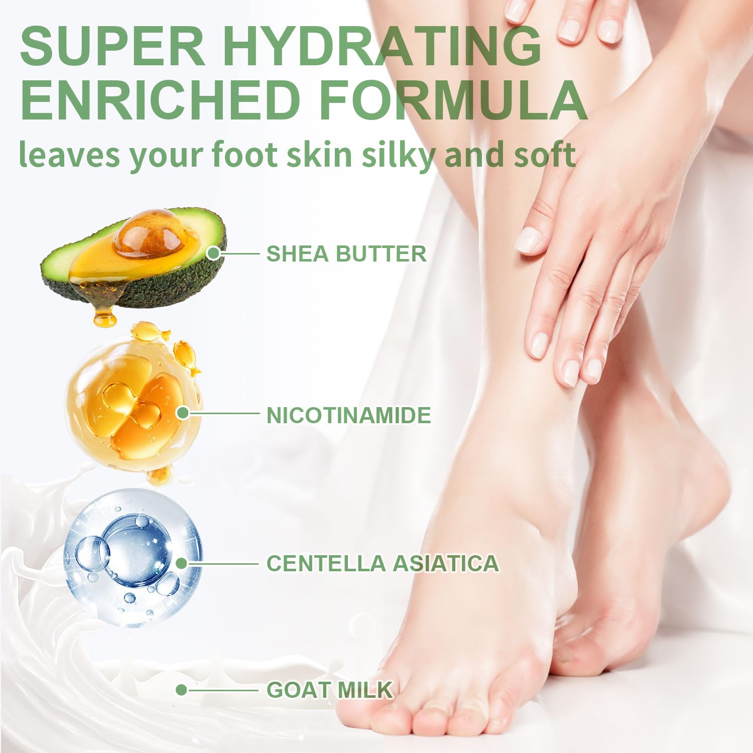 Moisturizing Foot Mask with Shea Butter and Goat Milk, Hydrating Foot Masks for Dry Cracked Feet, Dry Skin Moisturizer for Soft and Smooth Touch Feet - Men Women - 5 Pairs-BrightBean Baby