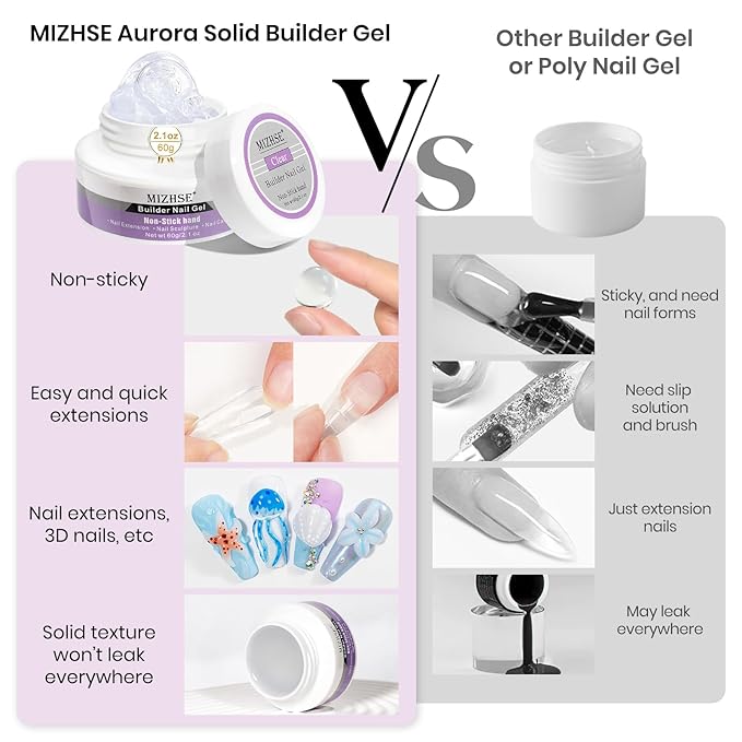 MIZHSE 2PCS 60g Clear and White Solid Builder Gel for Nails, 3D Sculpting Gel for Nail Art with Gold Silver Chrome Powder Nail Form Molding Builder Gels Kit for Women Home DIY Manicure-BrightBean Baby