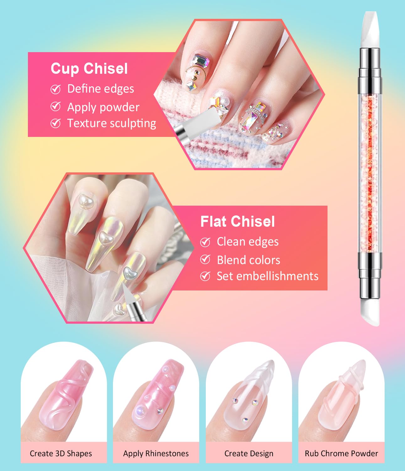 Gold Chrome Nail Powder BISHENGYF -【Fairy Effect】Pink Chrome Nail Powder White Pearl Aurora Mermaid Iridescent Rose Gold Red Nail Chrome Powder Metallic Mirror Glitter Pigment Dust for Nail Art DIY-BrightBean Baby