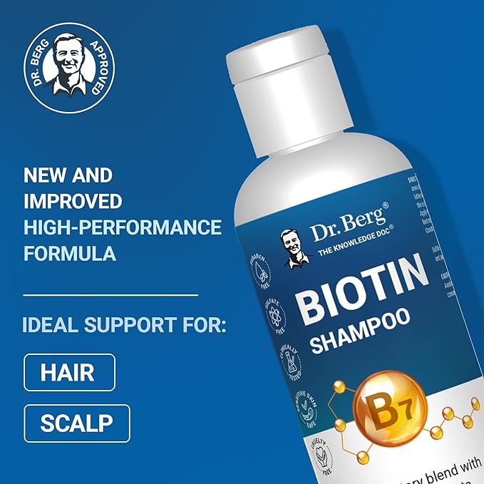Dr. Berg Biotin Shampoo for Men & Women (Improved High-Performance Formula) - Independently Tested & Certified Paraben- Sulfate- & Silicone-Free - Infused w/Biotin, Argan Oil & Botanicals - 8 Fl oz-BrightBean Baby