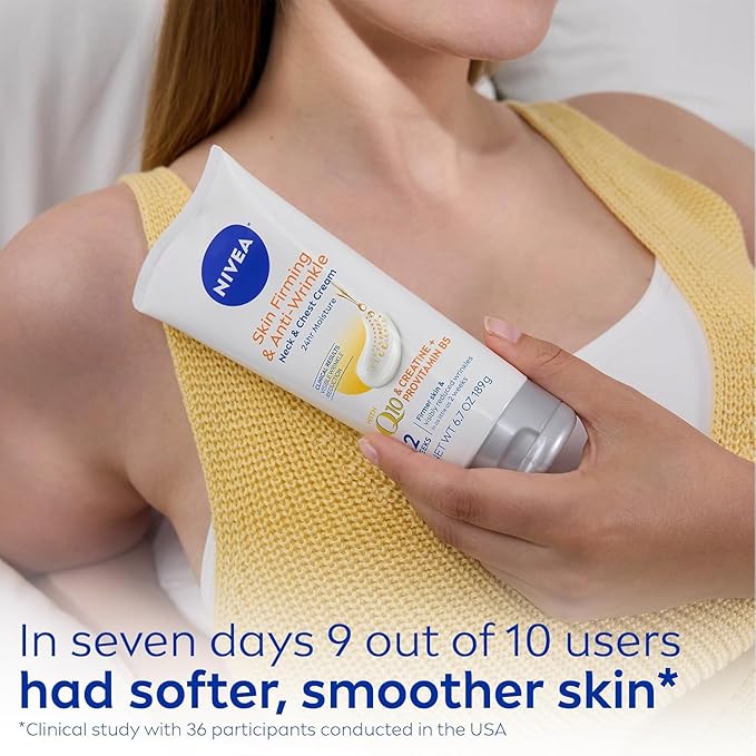 NIVEA Skin Firming & Anti Wrinkle Neck & Chest Cream with Coenzyme Q10, Creatine and Provitamin B5, Skin Firming Cream Reduces the Look of Fine Lines and Wrinkles, 6.7 Oz Tube-BrightBean Baby