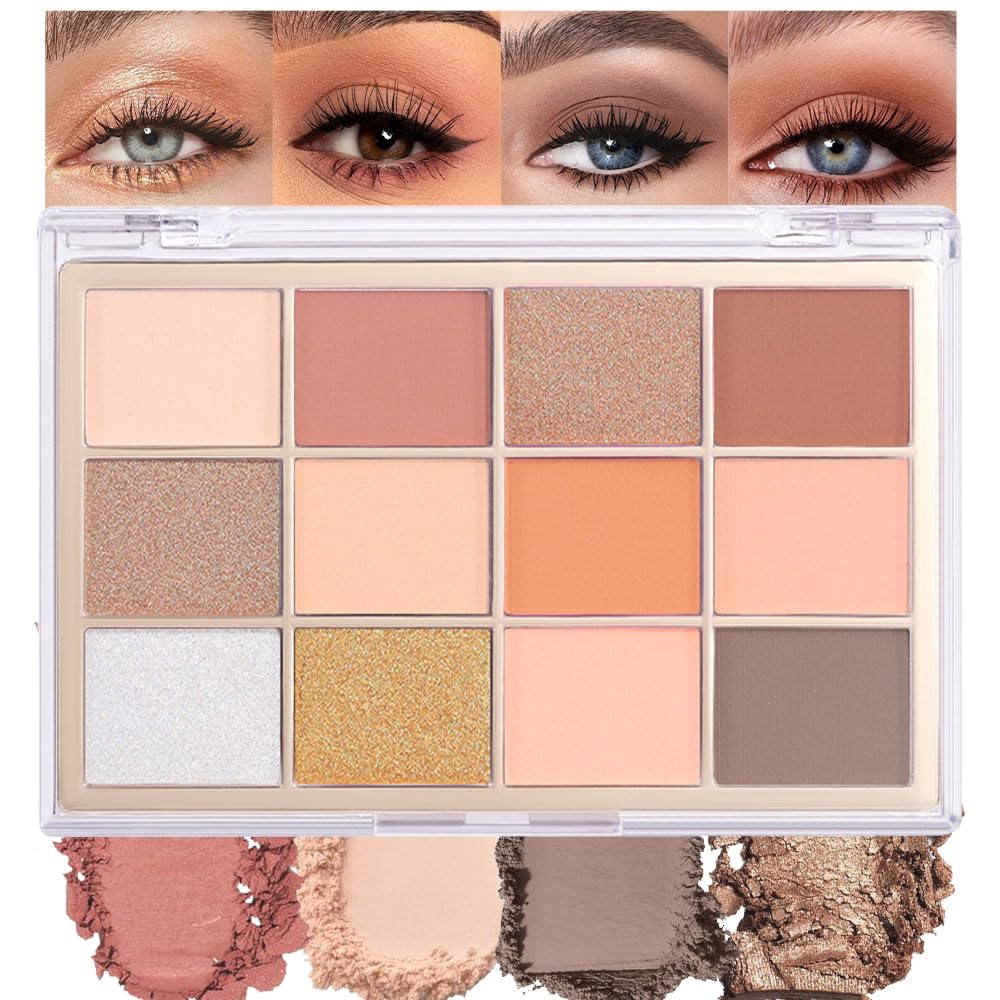 Nude Brown Maroon Bronze Eyeshadow Palette,Natural Neutral Soft Small Cream Eyeshadow Palette,Eye Shadow Palette Long Lasting Naturing-Looking Make Up Pallets for Women,Vegan-BrightBean Baby